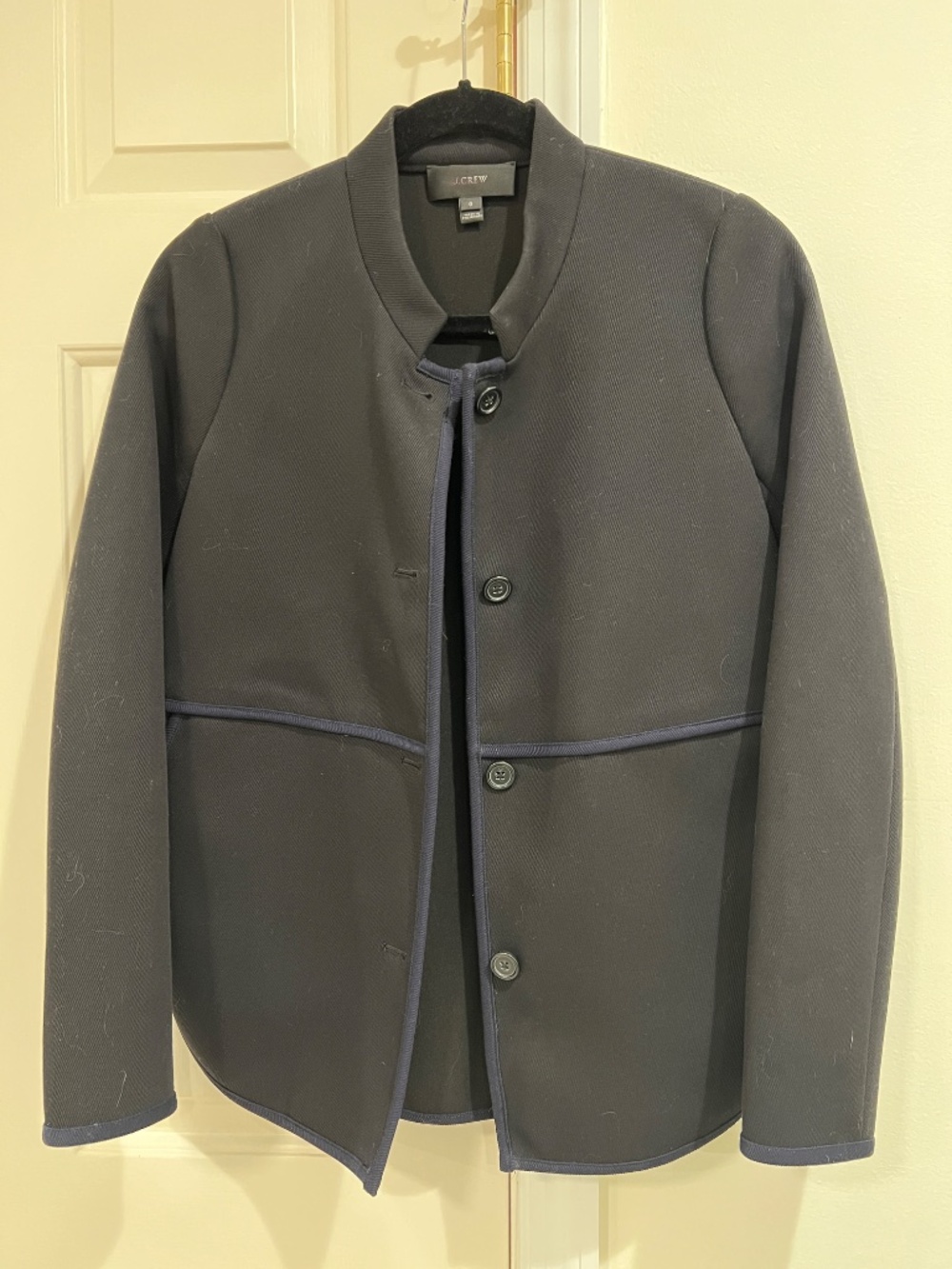 J. CREW Tipped Twill Jacket Blazer Black Navy